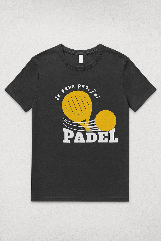 T-shirt noir  "Je peux pas, j'ai padel" (homme)